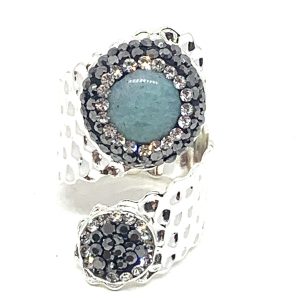 Bague Ajustable Argenté MELINA Verte